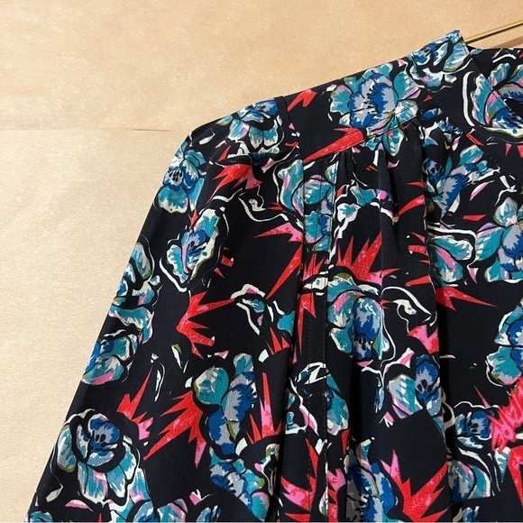Zadig & Voltaire | NWT Tchin Cdc Thunder Silk Top Button Floral Blouse Size XS - Picture 7 of 12